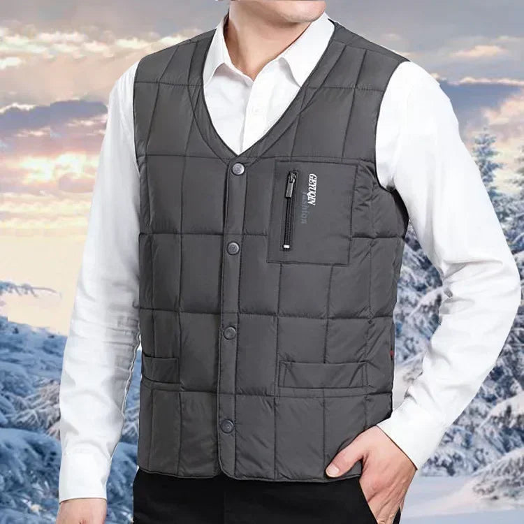 Doudoune Légère for Men with V-Neck and Zipped Pocket – Polyester for Winter