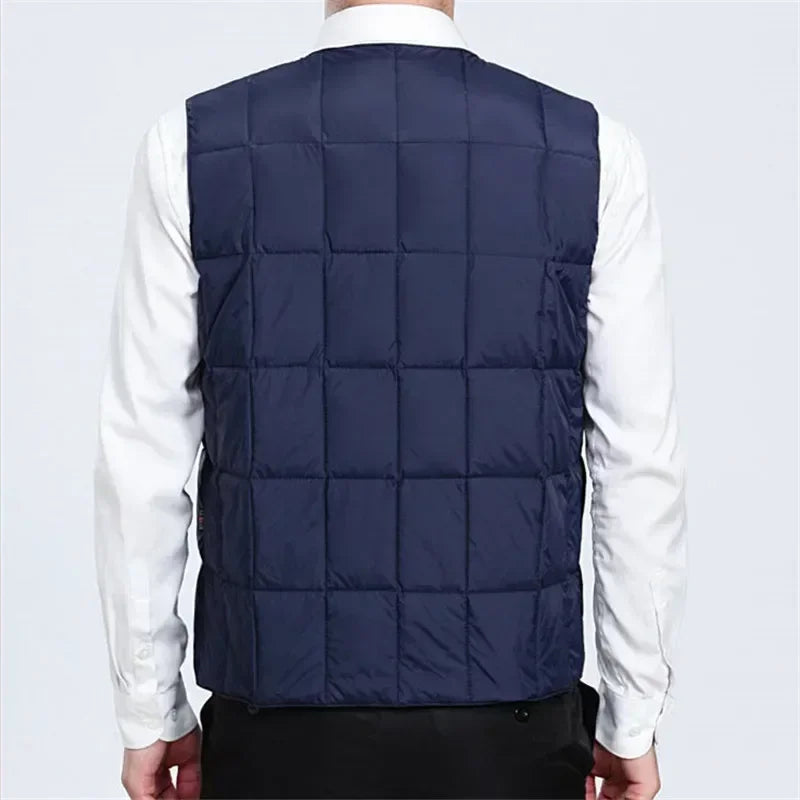 Doudoune Légère pour Hommes avec Col en V et Poche Zippée – Polyester pour Hiver