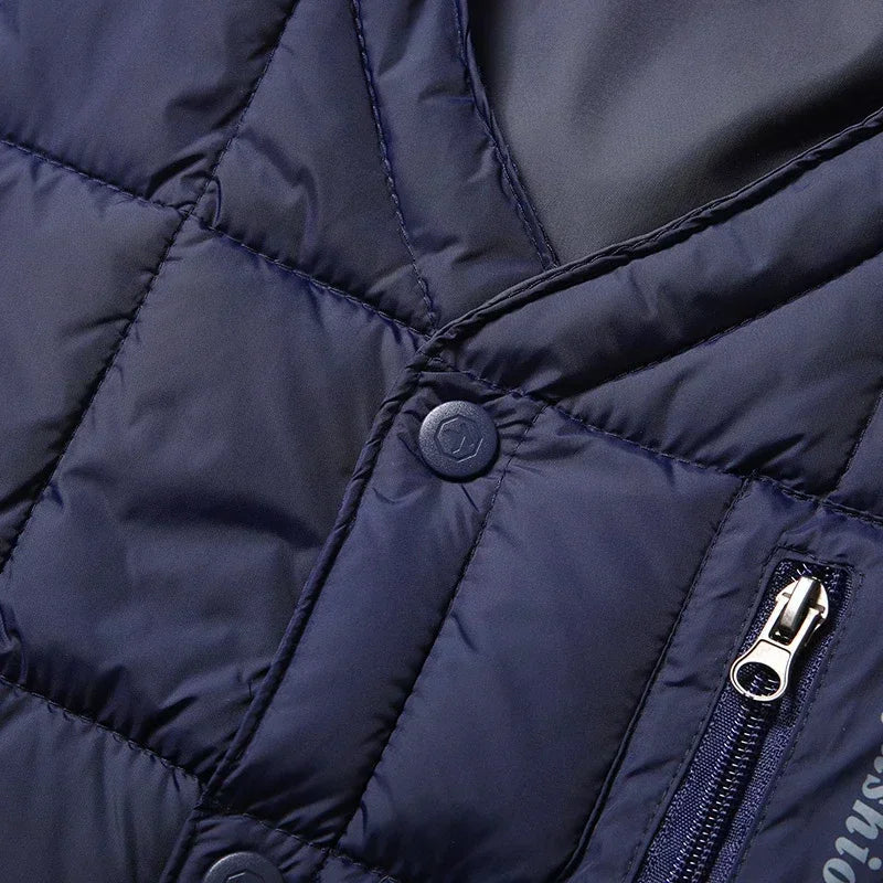 Doudoune Légère pour Hommes avec Col en V et Poche Zippée – Polyester pour Hiver