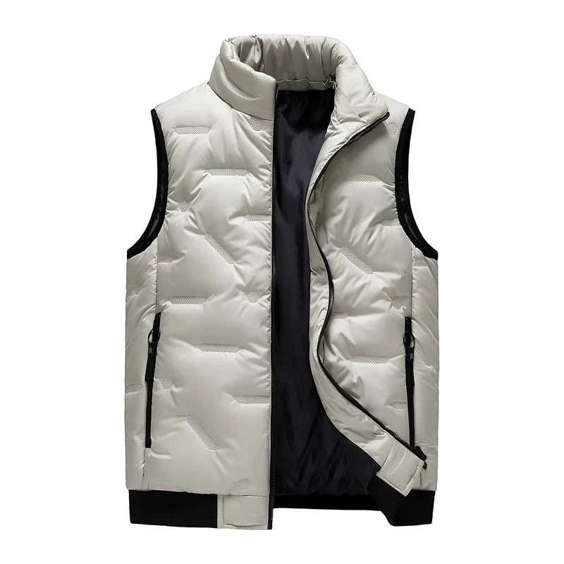 Doudoune Matelassée pour Homme avec Col Mao – Gilet Chaud en Coton et Polyester, Poches Zippées, Jusqu'à 8XL