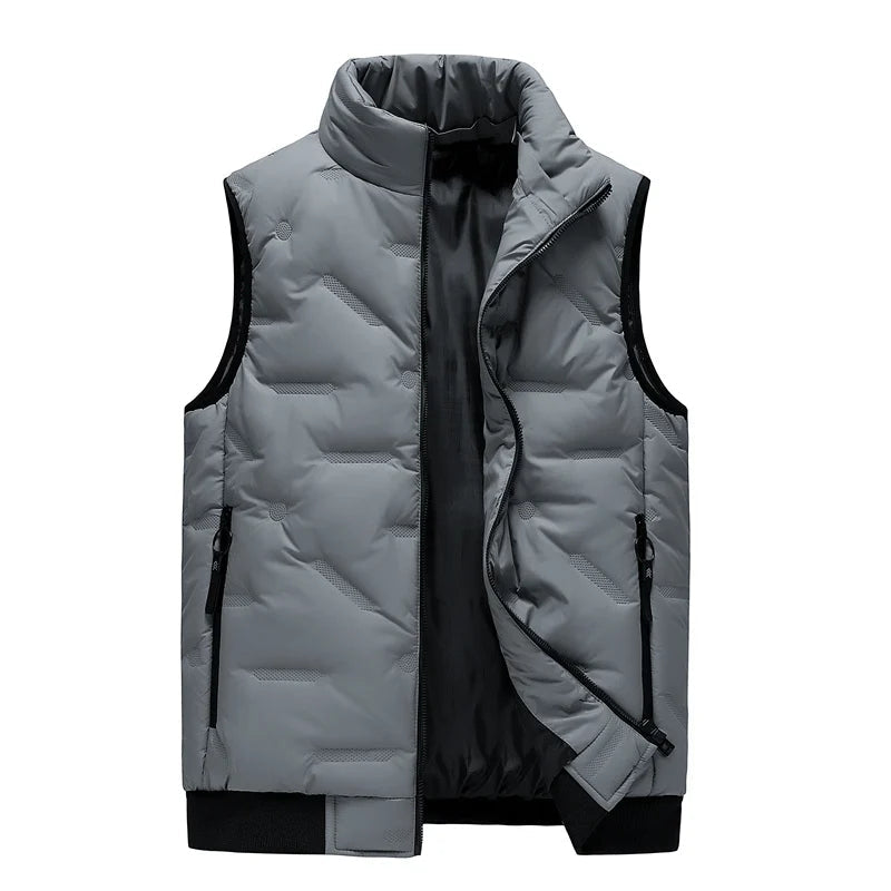 Doudoune Matelassée pour Homme avec Col Mao – Gilet Chaud en Coton et Polyester, Poches Zippées, Jusqu'à 8XL