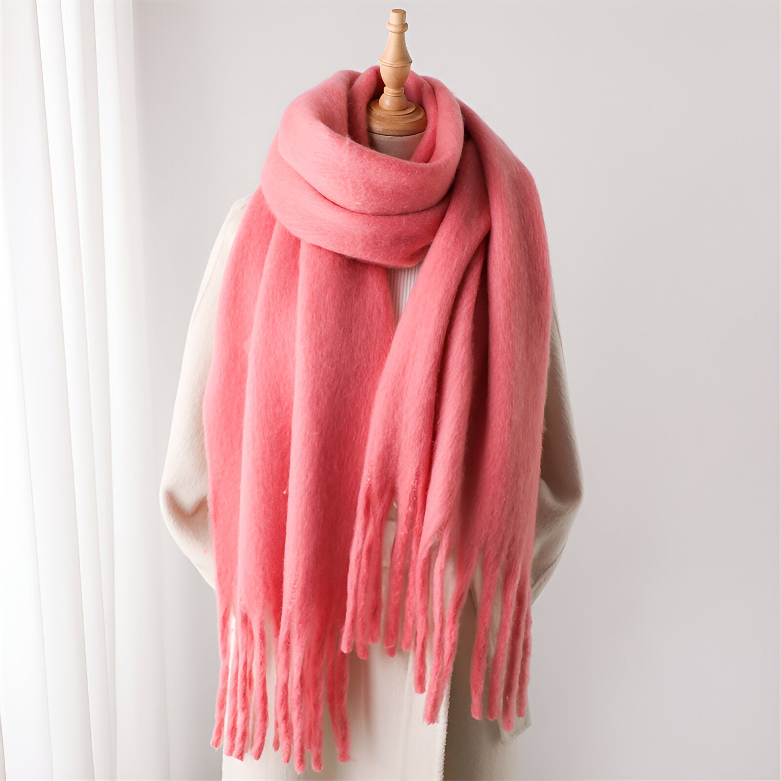Écharpe Femme Douce en Tissu Moelleux avec Franges – Élégante et Polyvalente pour Hiver 15