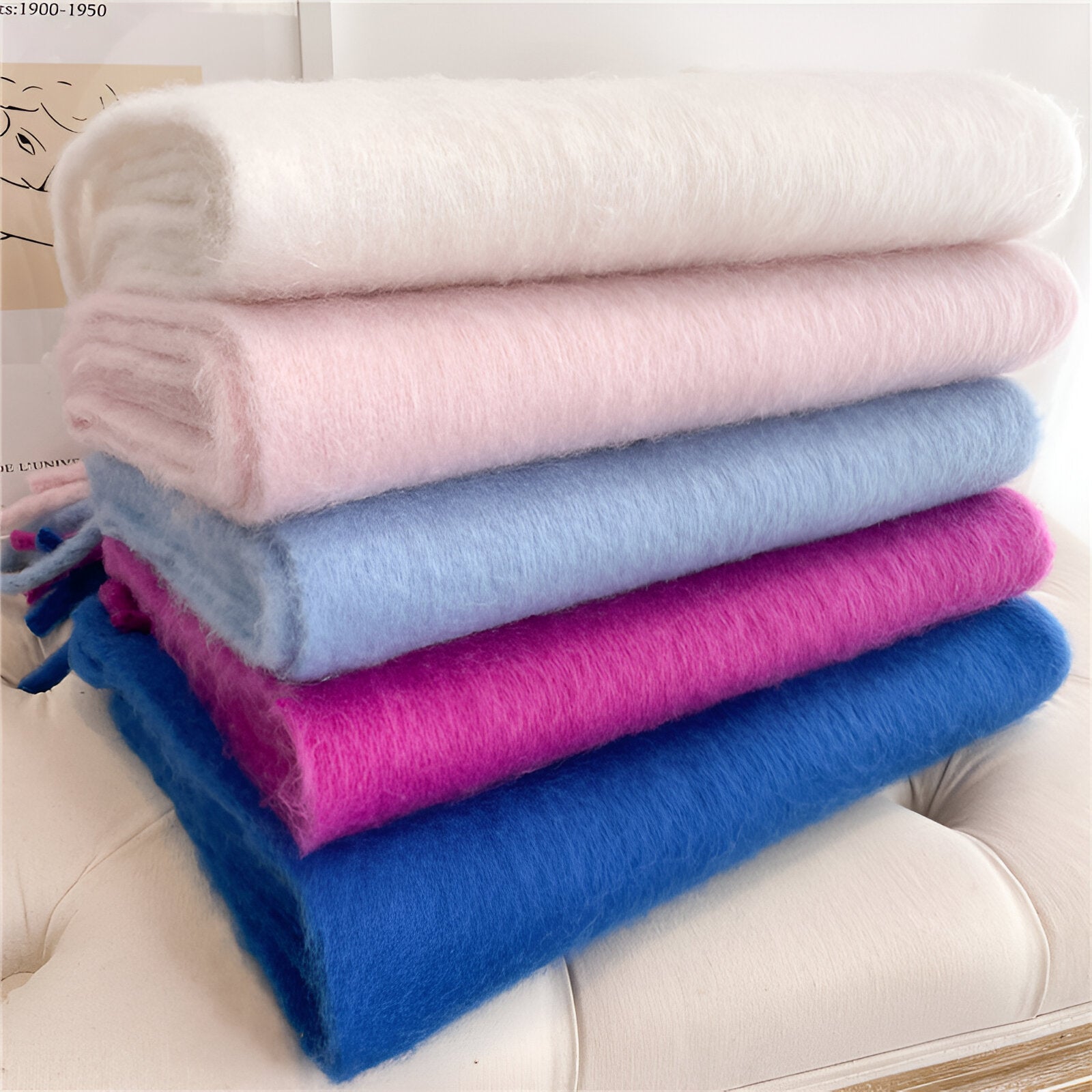 Écharpe Femme Douce en Tissu Moelleux avec Franges – Élégante et Polyvalente pour Hiver 4