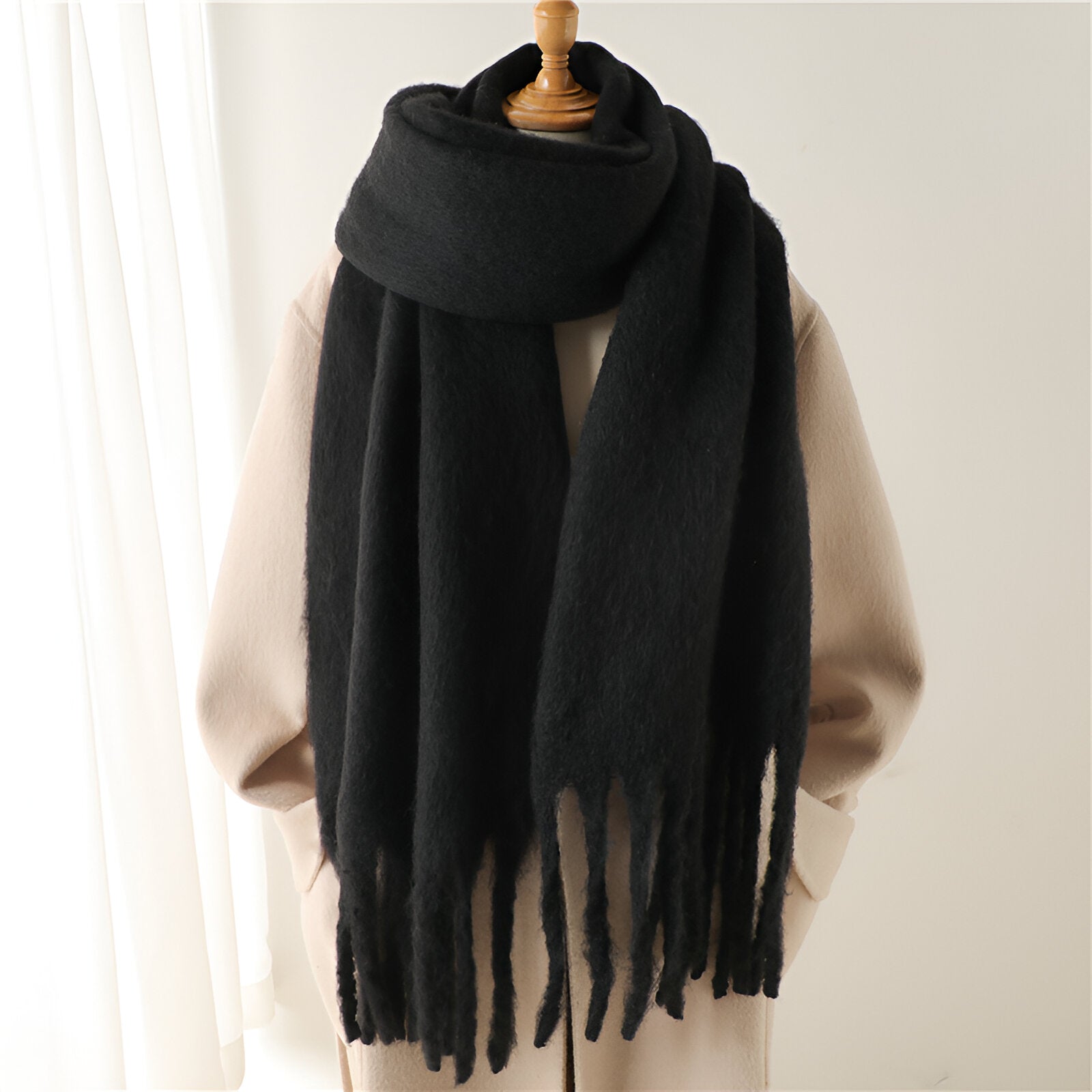 Écharpe Femme Douce en Tissu Moelleux avec Franges – Élégante et Polyvalente pour Hiver 7