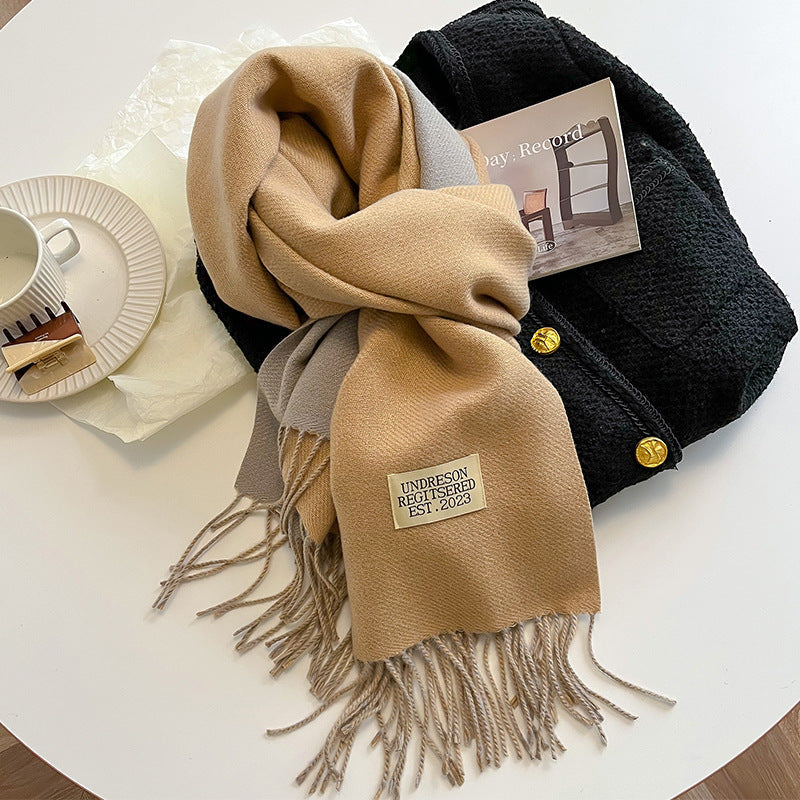 Écharpe Femme Réversible en Cachemire avec Franges – Élégante et Confortable pour l'Hiver 1