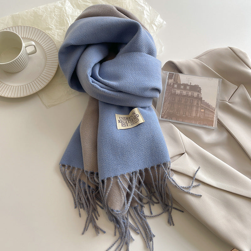 Écharpe Femme Réversible en Cachemire avec Franges – Élégante et Confortable pour l'Hiver 10