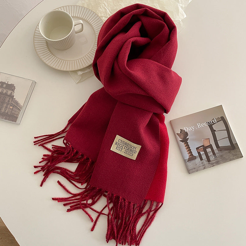 Écharpe Femme Réversible en Cachemire avec Franges – Élégante et Confortable pour l'Hiver 12