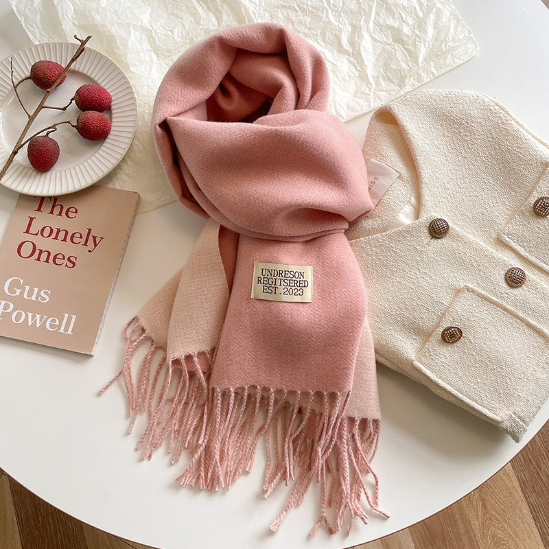 Écharpe Femme Réversible en Cachemire avec Franges – Élégante et Confortable pour l'Hiver 16
