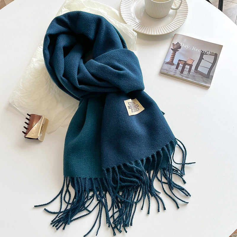 Écharpe Femme Réversible en Cachemire avec Franges – Élégante et Confortable pour l'Hiver 17