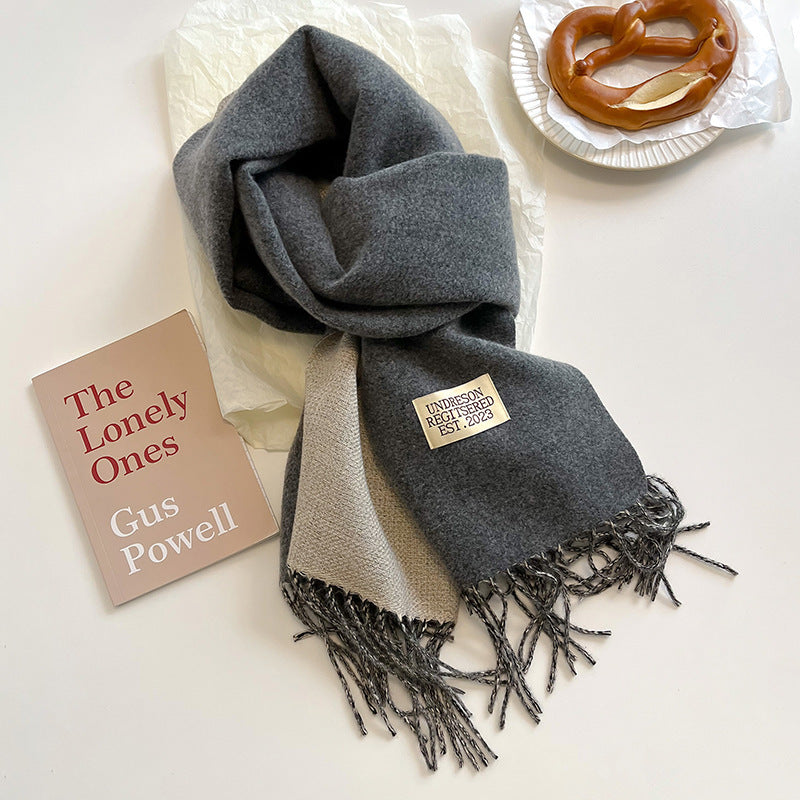 Écharpe Femme Réversible en Cachemire avec Franges – Élégante et Confortable pour l'Hiver 2