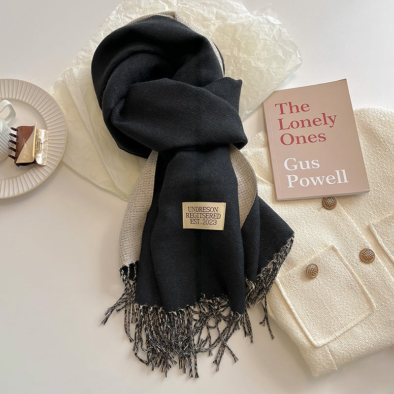 Écharpe Femme Réversible en Cachemire avec Franges – Élégante et Confortable pour l'Hiver 6