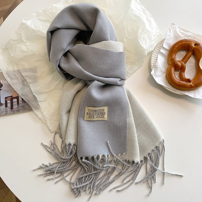 Écharpe Femme Réversible en Cachemire avec Franges – Élégante et Confortable pour l'Hiver 9