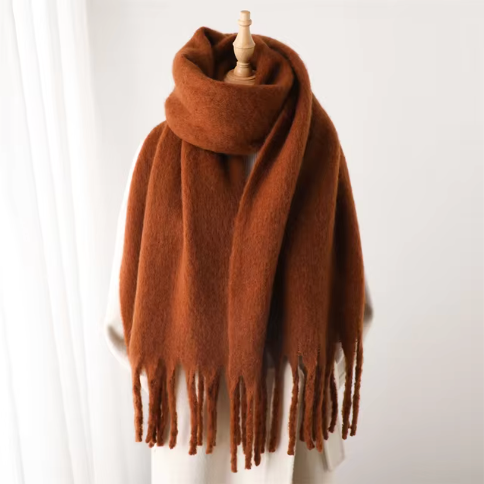 Écharpe Femme Surdimensionnée en Peluche avec Franges – Douce et Élégante pour l'Hiver, Confort et Style 14