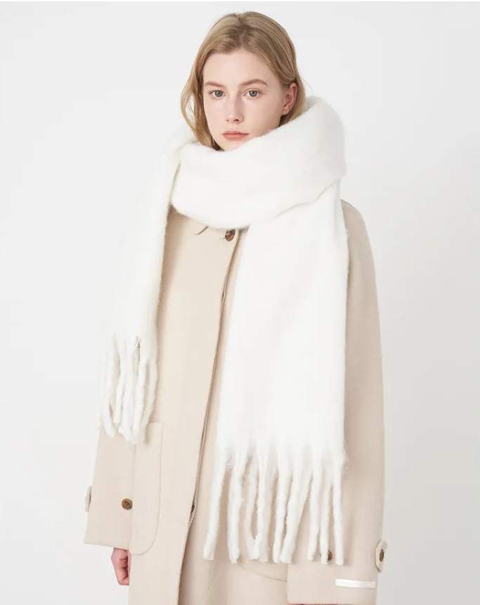Écharpe surdimensionnée en laine douce avec franges – Accessoire d'hiver élégant 0
