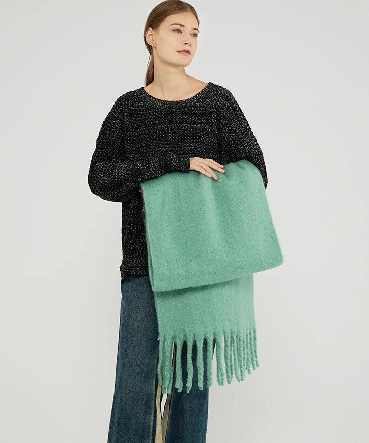 Écharpe surdimensionnée en laine douce avec franges – Accessoire d'hiver élégant 13