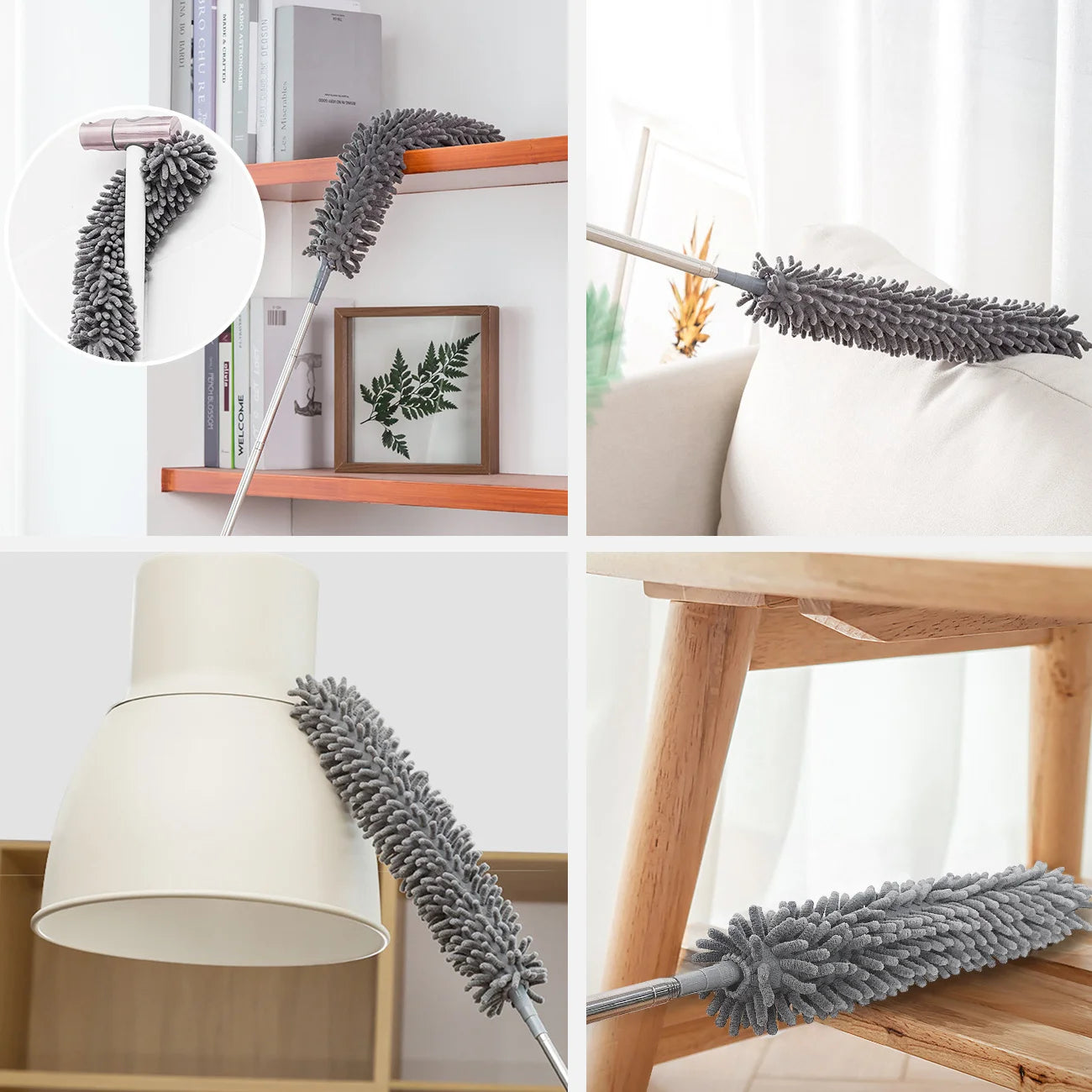 Ensemble d'Outils de Nettoyage en Microfibre avec Plumeaux et Brosses Longues – Nettoyage Efficace et Pratique