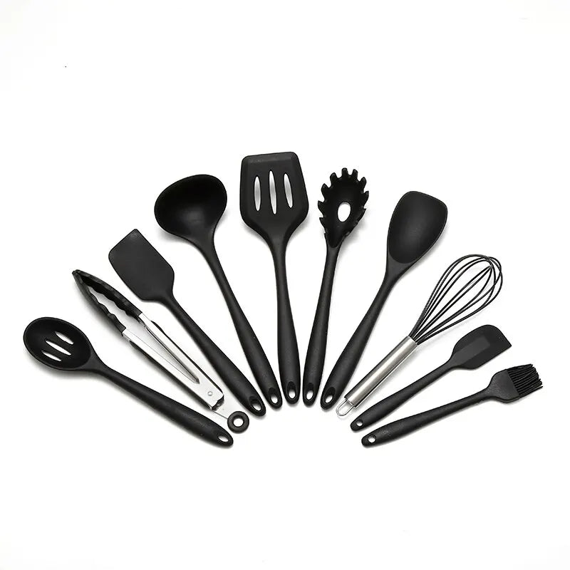 Ensemble d'Ustensiles de Cuisine en Silicone de 10 Pièces - Antiadhésifs, Résistants à la Température et Faciles à Nettoyer
