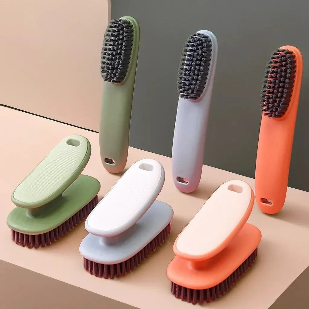 Ensemble de 2 Brosses de Nettoyage à Poils Doux avec Long Manche pour Chaussures et Vêtements - Nettoyage Efficace et Doux