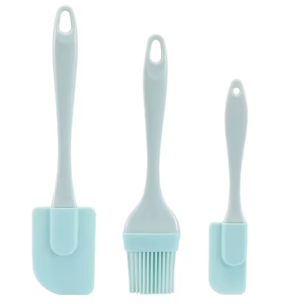Ensemble de 3 Spatules en Silicone Antiadhésives – Outils de Cuisine Flexibles avec Poignée en PP, Bords Arrondis, Rangement Pratique