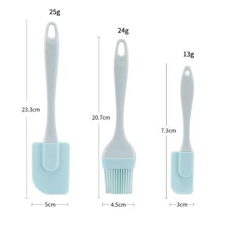 Ensemble de 3 Spatules en Silicone Antiadhésives – Outils de Cuisine Flexibles avec Poignée en PP, Bords Arrondis, Rangement Pratique