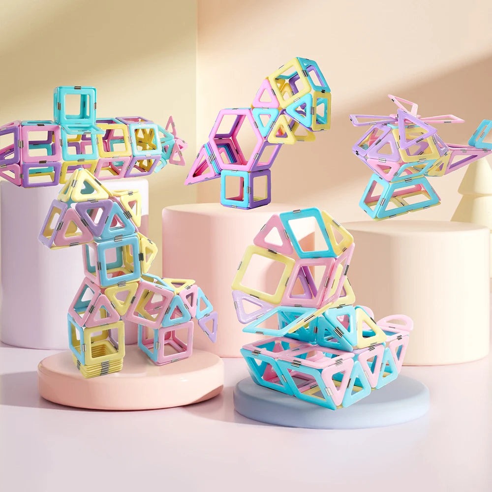 Magnetic Building Blocks Set 103 Pieces in ABS Plastic – Educational Toy Macaron Color for Children 3 Years and Older