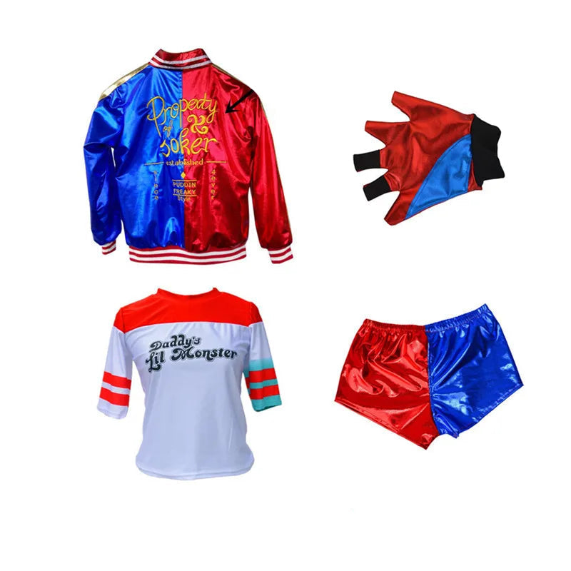 Harley Quinn Costume Set with Jacket and Shorts – Perfect for Halloween and Cosplay