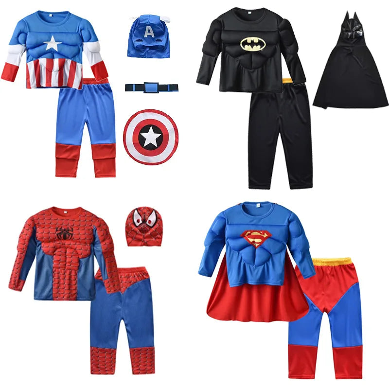 Ensemble de Costume Musculaire de Super-Héros pour Enfants – Halloween et Cosplay
