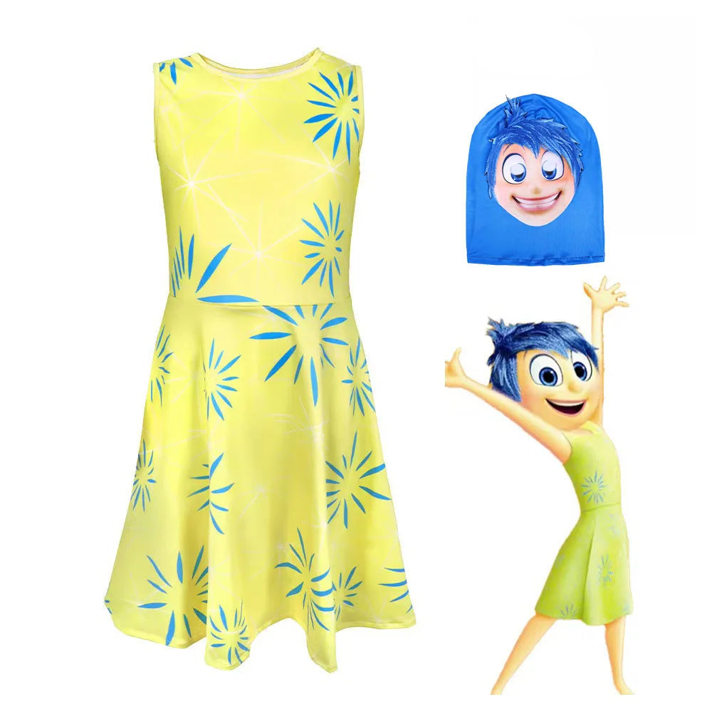 Ensemble de Costumes Inside Out pour Halloween – Joie, Tristesse, Colère, Dégoût, Peur et Anxiété
