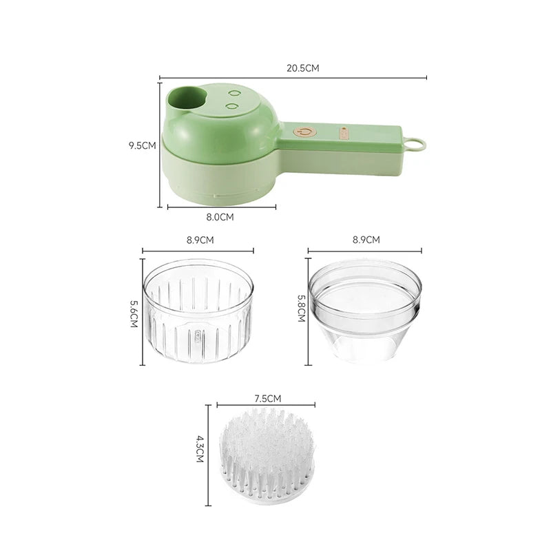 Ensemble de Coupe-Légumes Électrique 4 en 1 avec Presse-Ail et Hachoir Sans Fil