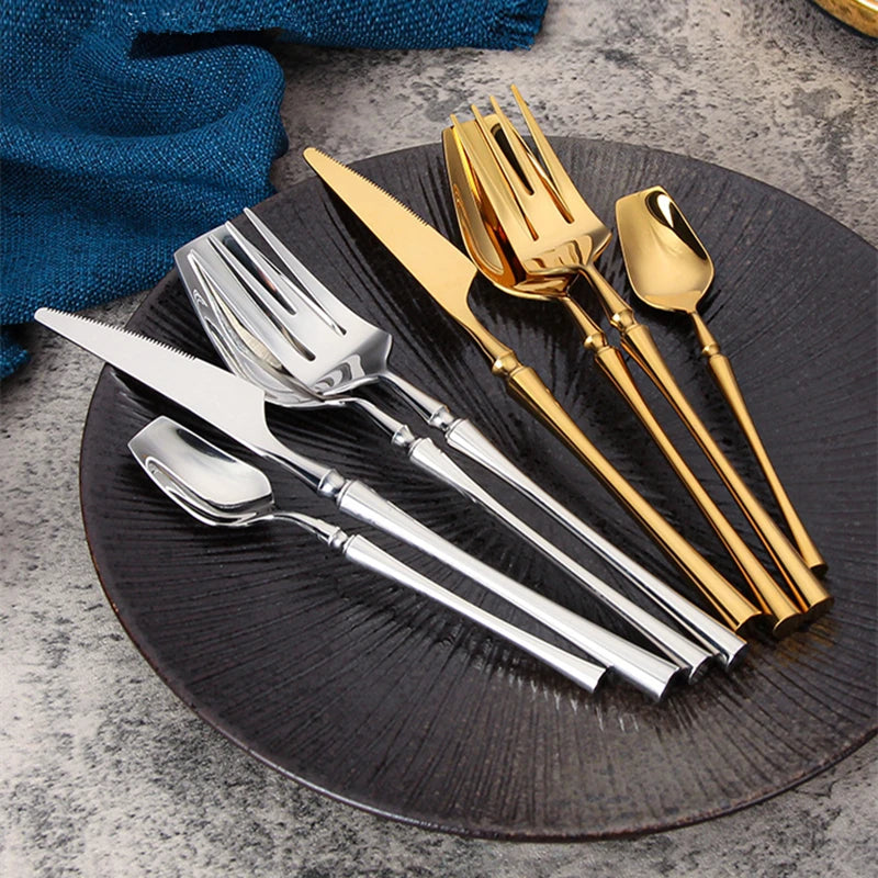 Ensemble de Couverts en Acier Inoxydable 18/10 avec Finition Brillante et Mate – Vaisselle Élégante pour Toutes Occasions