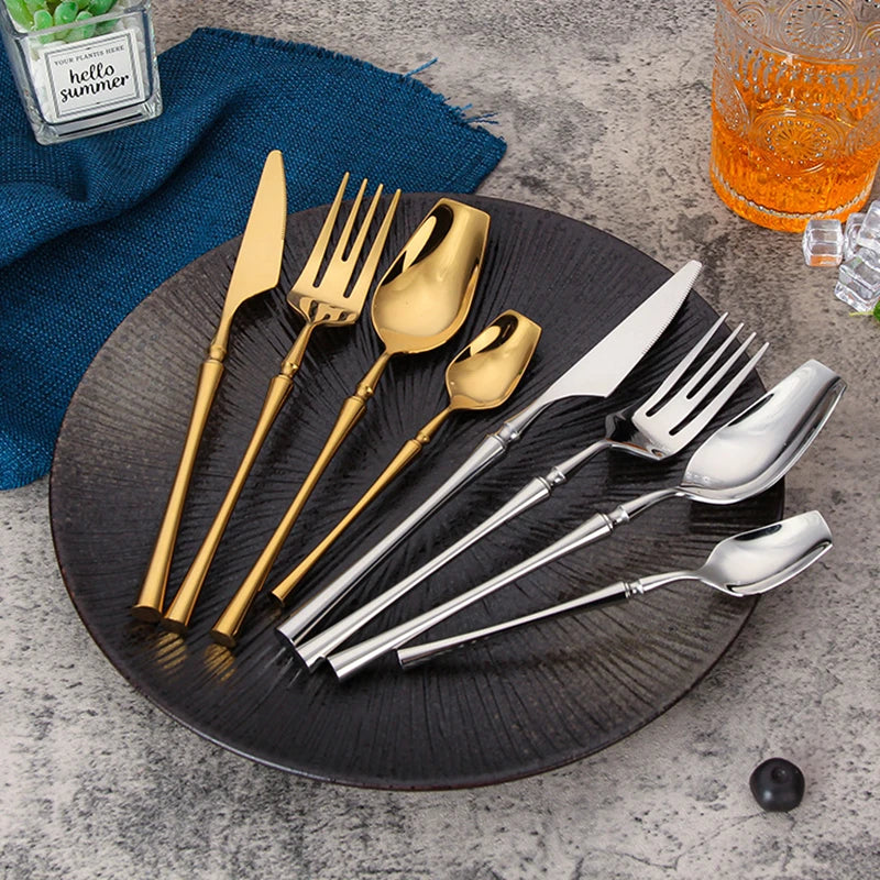 Ensemble de Couverts en Acier Inoxydable 18/10 avec Finition Brillante et Mate – Vaisselle Élégante pour Toutes Occasions