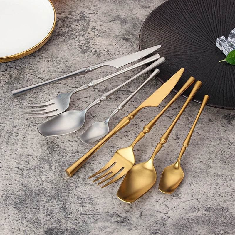 Ensemble de Couverts en Acier Inoxydable 18/10 avec Finition Brillante et Mate – Vaisselle Élégante pour Toutes Occasions