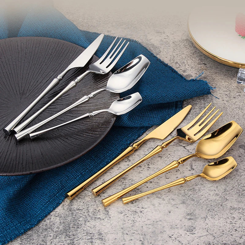 Ensemble de Couverts en Acier Inoxydable 18/10 avec Finition Brillante et Mate – Vaisselle Élégante pour Toutes Occasions