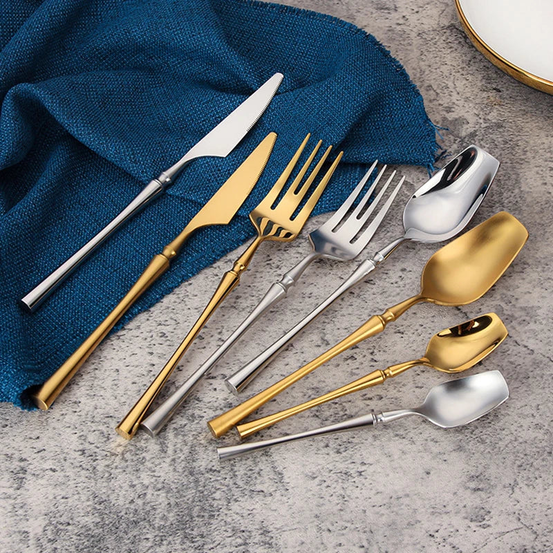 Ensemble de Couverts en Acier Inoxydable 18/10 avec Finition Brillante et Mate – Vaisselle Élégante pour Toutes Occasions