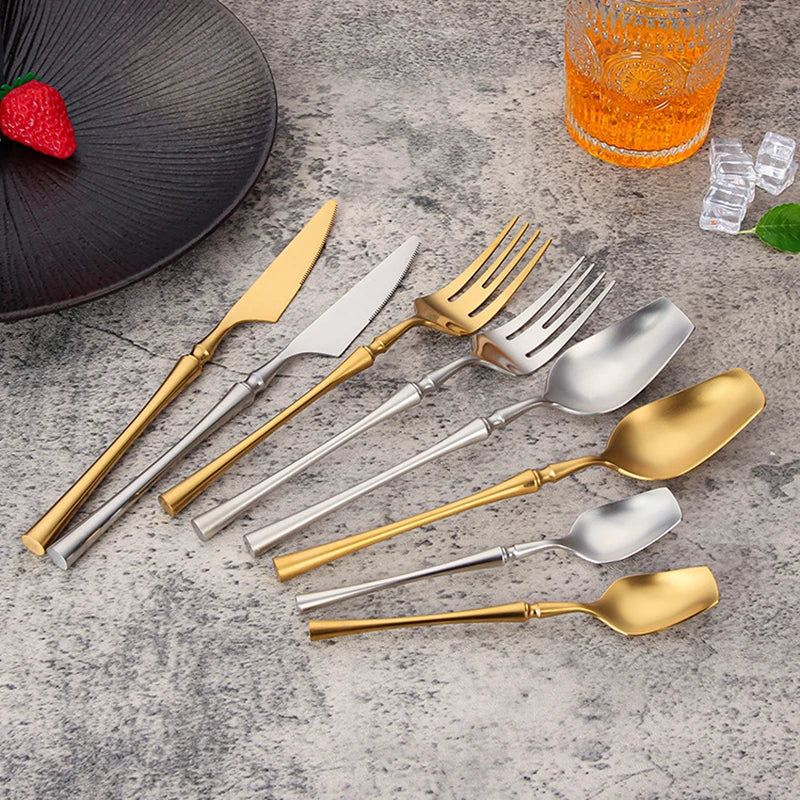 Ensemble de Couverts en Acier Inoxydable 18/10 avec Finition Brillante et Mate – Vaisselle Élégante pour Toutes Occasions