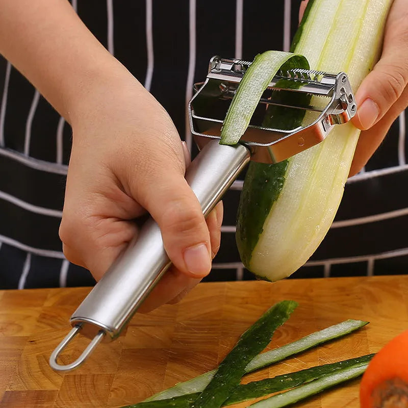 Éplucheur Multifonctionnel en Acier Inoxydable pour Fruits et Légumes – Design Compact et Durable