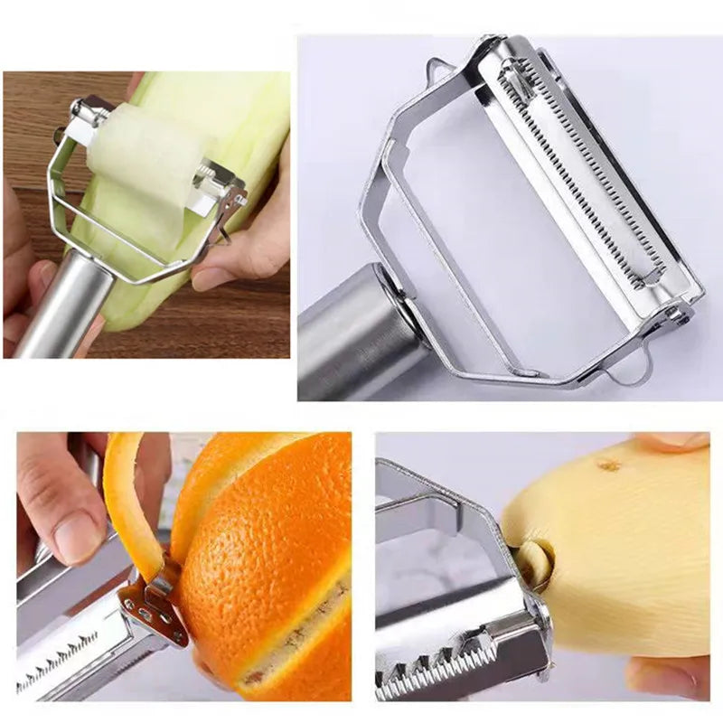 Éplucheur Multifonctionnel en Acier Inoxydable pour Fruits et Légumes – Design Compact et Durable