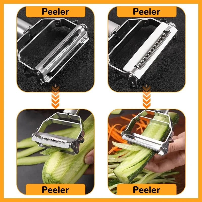 Éplucheur Multifonctionnel en Acier Inoxydable pour Fruits et Légumes – Design Compact et Durable