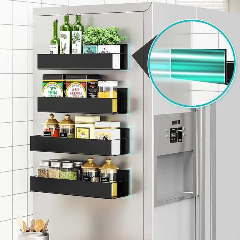 Étagère Magnétique pour Réfrigérateur, Rangement Compact et Pratique, Installation Facile – Optimisez Votre Espace en Cuisine