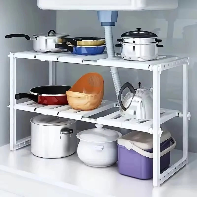 Étagères Empilables en Plastique ABS et Acier Inoxydable pour Rangement de Cuisine et Salle de Bain
