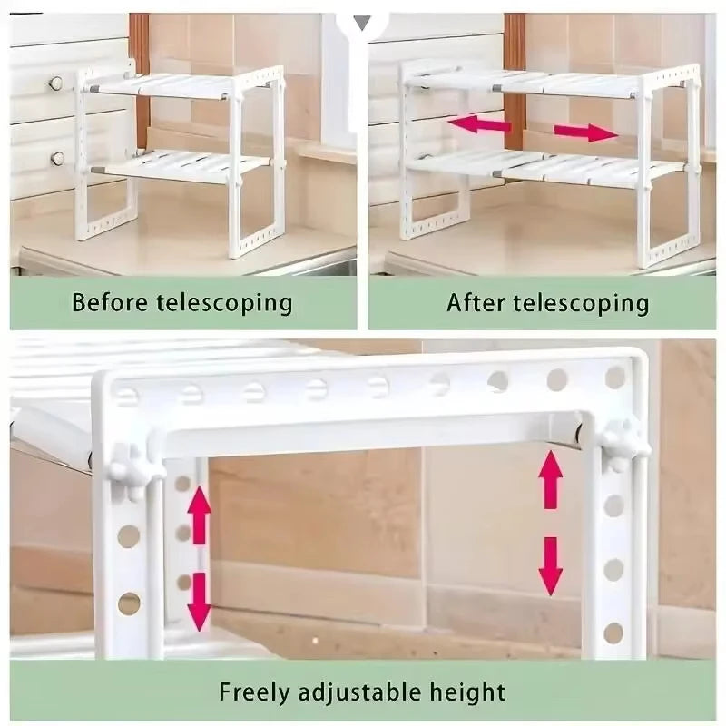 Étagères Empilables en Plastique ABS et Acier Inoxydable pour Rangement de Cuisine et Salle de Bain