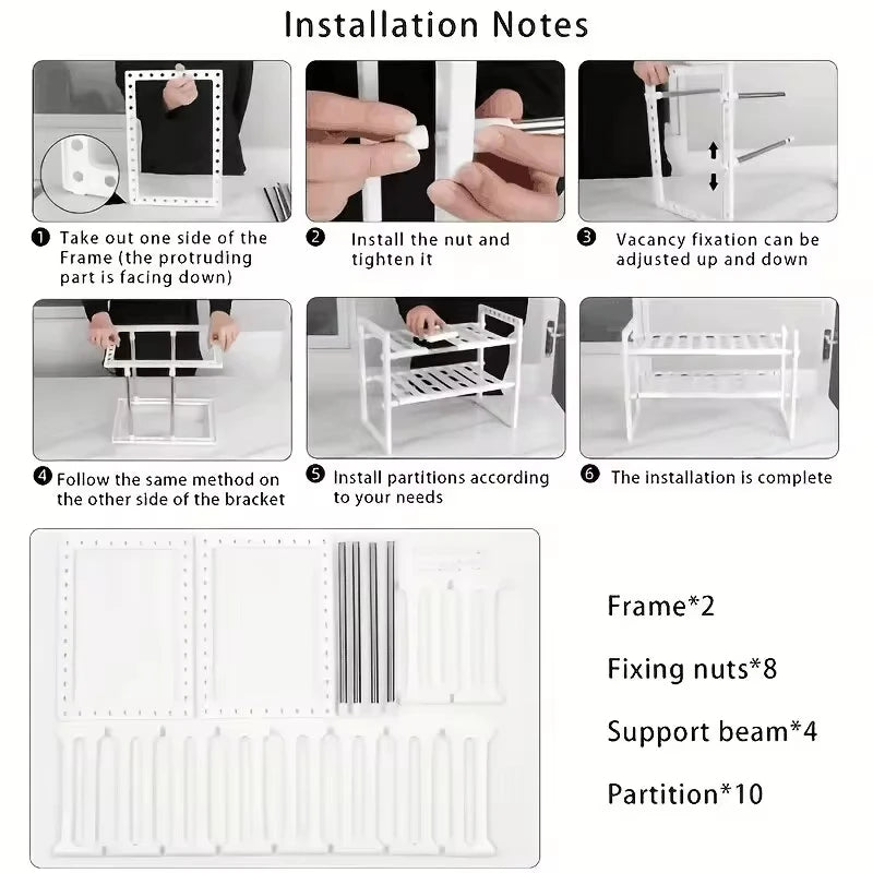 Étagères Empilables en Plastique ABS et Acier Inoxydable pour Rangement de Cuisine et Salle de Bain