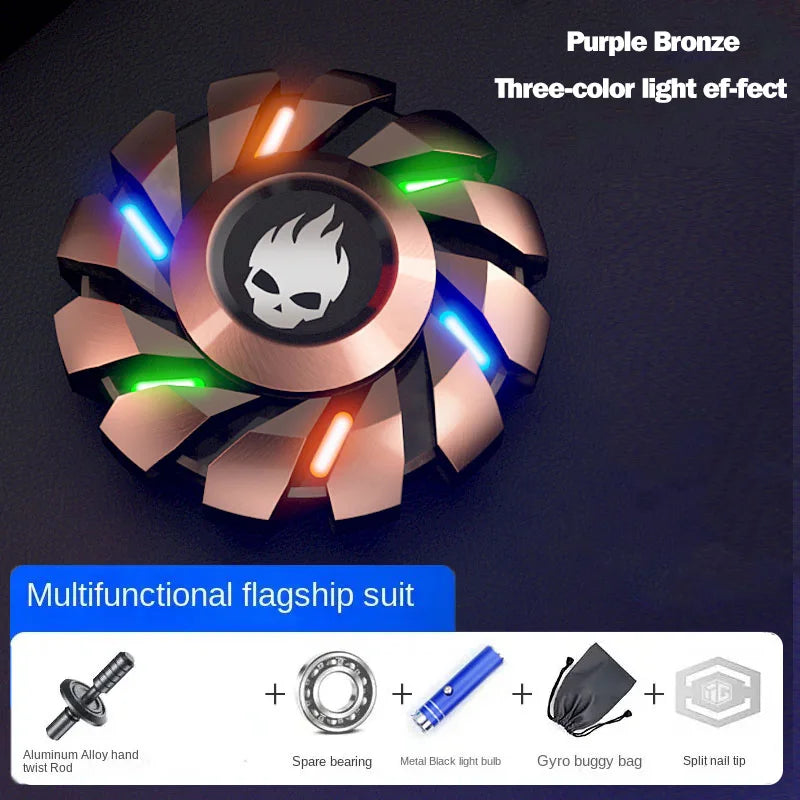 Metallic Light-Up Fidget Spinner with Rainbow LED – Portable Toy to Relieve Stress and Improve Concentration