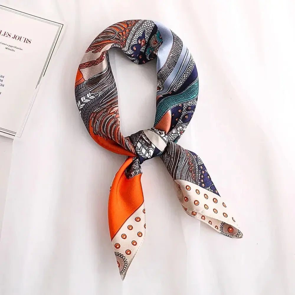 Foulard en Soie Femme Étroit avec Rayures Diagonales - Accessoire Chic et Polyvalent en Soie Luxe 3