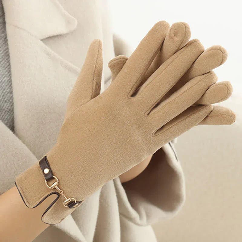 Gants Femme Coupe-Vent Élégants avec Boucle Décorative – Tissu Douillet et Bouts de Doigts Tactiles 5