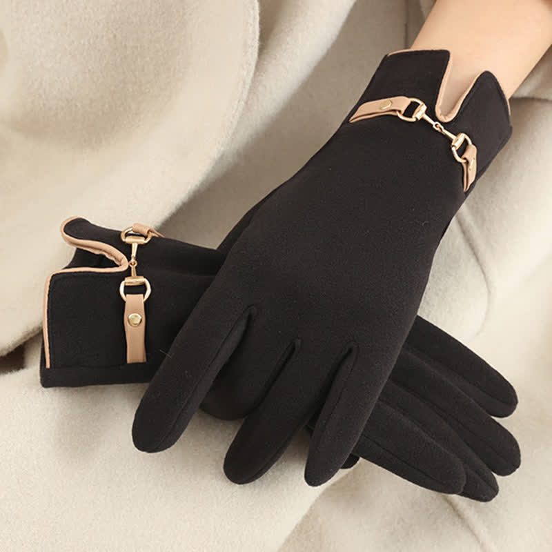 Gants Femme Coupe-Vent Élégants avec Boucle Décorative – Tissu Douillet et Bouts de Doigts Tactiles 6