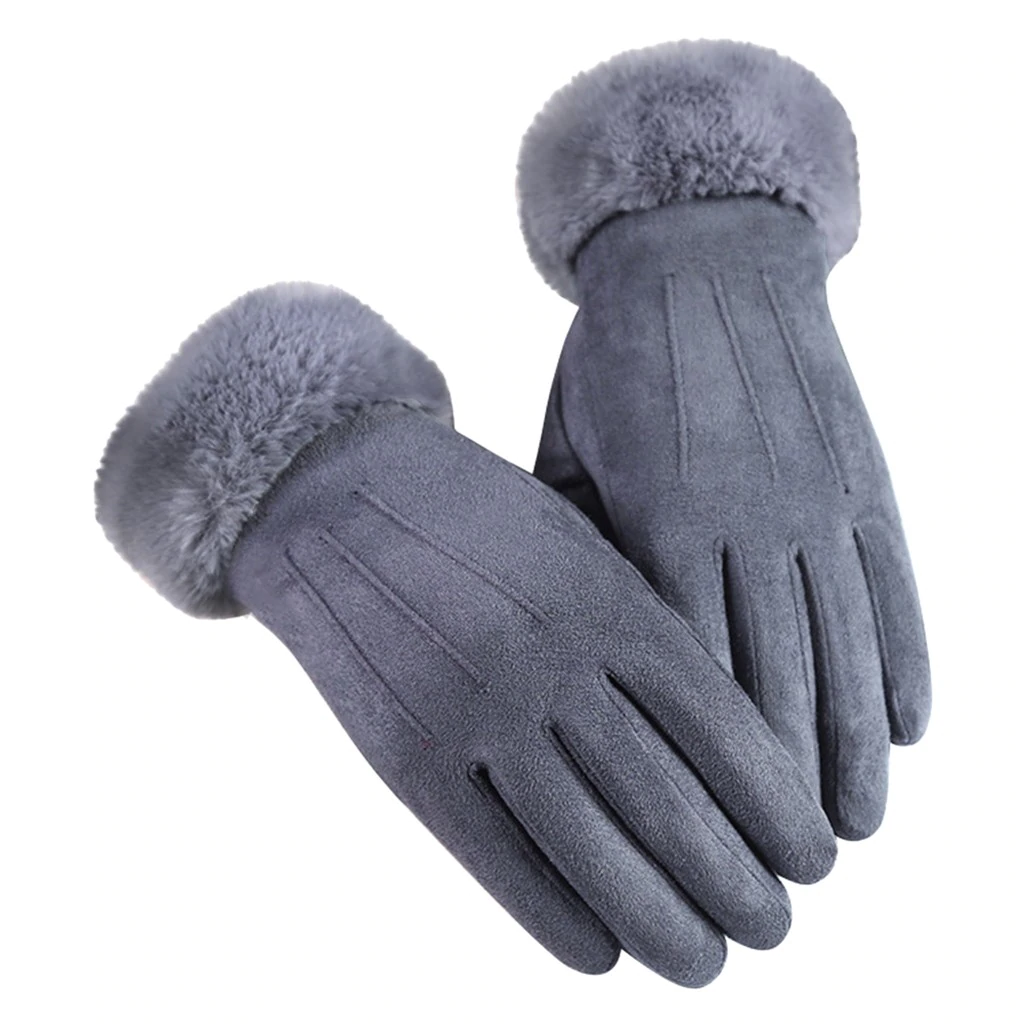 Gants Femme Coupe-Vent en Faux Suède avec Écran Tactile et Doublure en Fausse Fourrure – Confort Élégant pour Hiver 5