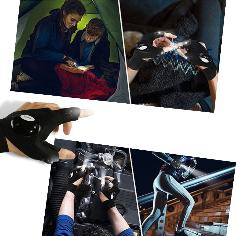 Gants LED Étanches avec Éclairage – Confortables pour Camping et Réparations