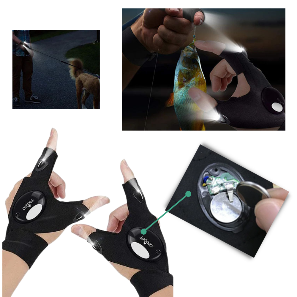 Gants LED Étanches avec Éclairage – Confortables pour Camping et Réparations