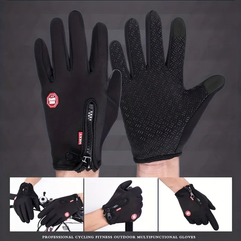 Winter Touchscreen Non-Slip Gloves for Cycling and Driving – Warmth and Windproof Protection, Black, Gray, Blue